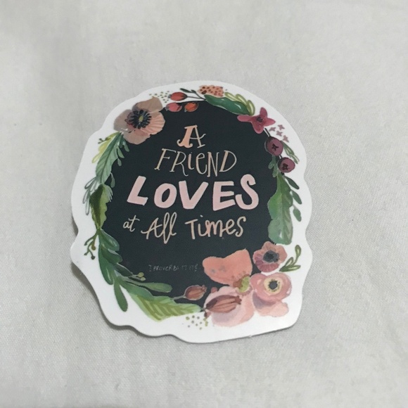 3/$15 - A Friend Loves at All Times Sticker Floral Wreath Friendship Love Flower - Picture 1 of 2
